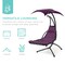Best Choice Products Hanging Curved Chaise Lounge Chair Swing for Backyard, Patio w/ Pillow, Shade, Stand
